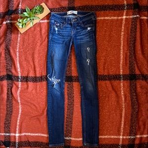Hollister dark wash jeans with holes